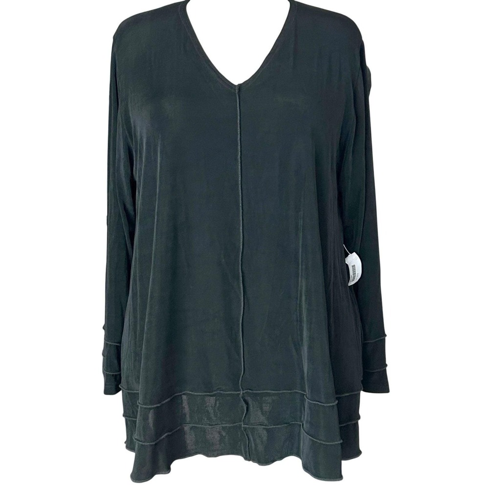 Heydari Black Art to Wear Tunic Top XL NWT Made USA Lagenlook Minimalist